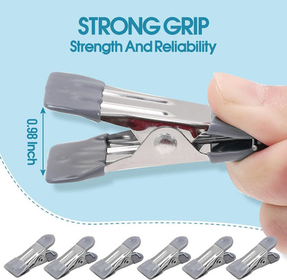 Clothes Pins Heavy Duty, 30 Pack, 2.17 Inch Metal Chip Clips, 6 Colors
