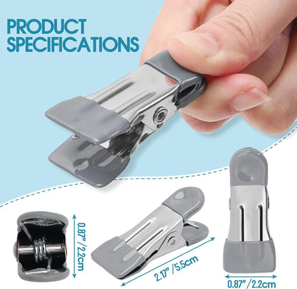 Clothes Pins Heavy Duty, 30 Pack, 2.17 Inch Metal Chip Clips, 6 Colors