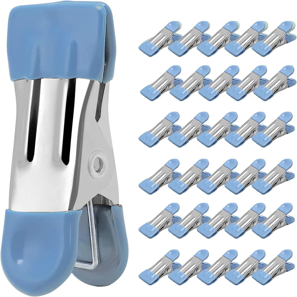 Clothes Pins Heavy Duty, 30 Pack, 2.17 Inch Metal Chip Clips, 6 Colors