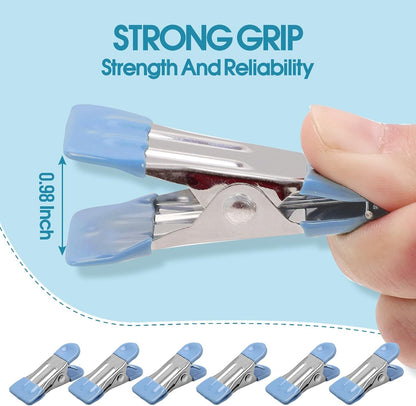Clothes Pins Heavy Duty, 30 Pack, 2.17 Inch Metal Chip Clips, 6 Colors