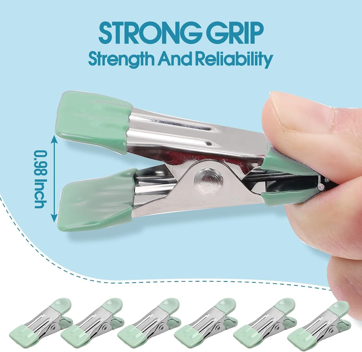 Clothes Pins Heavy Duty, 30 Pack, 2.17 Inch Metal Chip Clips, 6 Colors