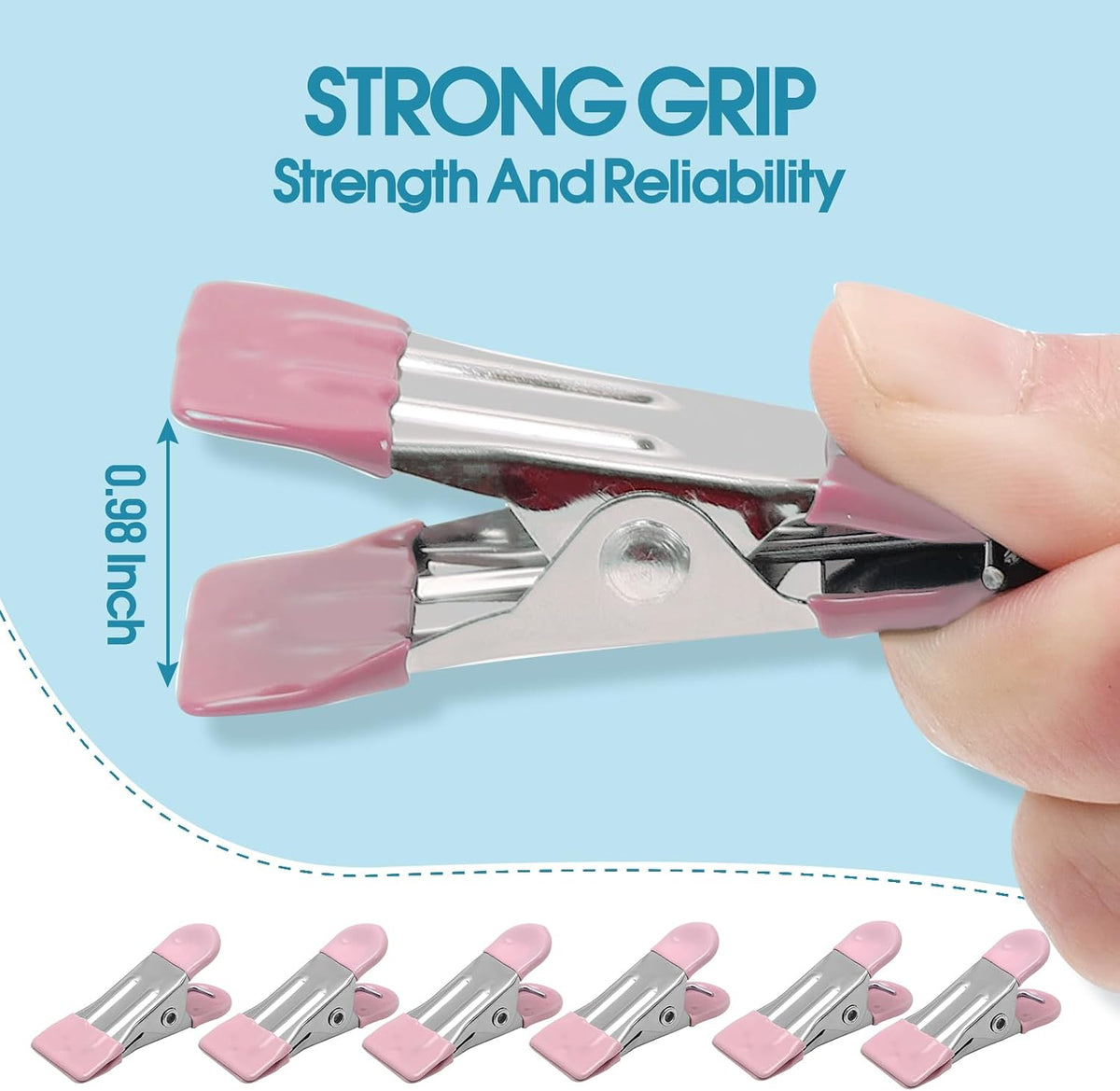 Clothes Pins Heavy Duty, 30 Pack, 2.17 Inch Metal Chip Clips, 6 Colors