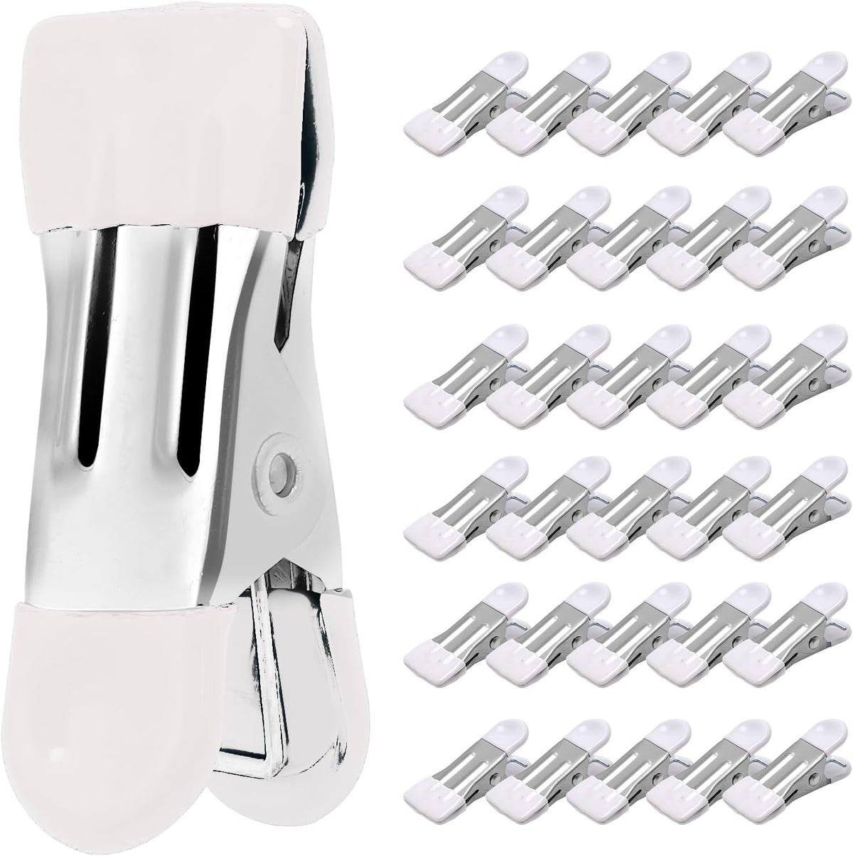 Clothes Pins Heavy Duty, 30 Pack, 2.17 Inch Metal Chip Clips, 6 Colors