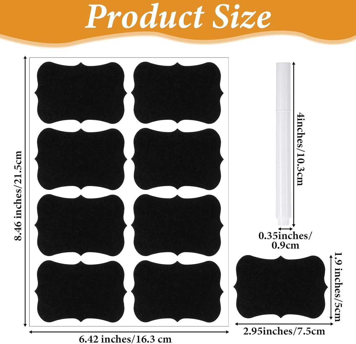 200 Pcs Waterproof Blackboard Stickers Chalkboard Labels Erasable Reusable Blackboard Labels with 1 Liquid Chalk Markers Pen for Jars Parties Decoration Craft Rooms Weddings Storage Organize