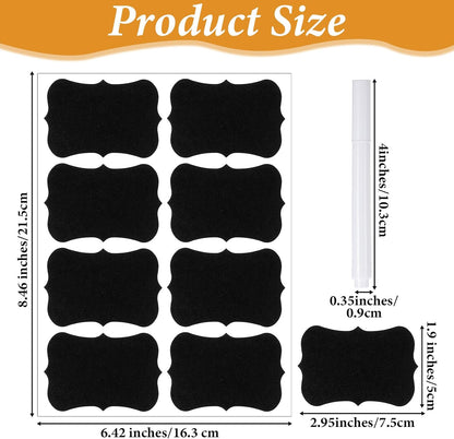 200 Pcs Waterproof Blackboard Stickers Chalkboard Labels Erasable Reusable Blackboard Labels with 1 Liquid Chalk Markers Pen for Jars Parties Decoration Craft Rooms Weddings Storage Organize