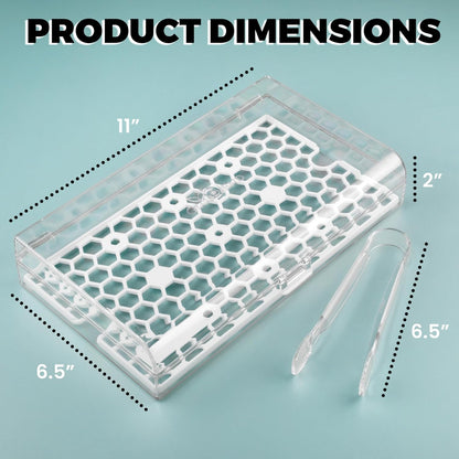 Deli Meat and Cheese Storage Container with Tong, Bacon Storage Container with Perforated Tray for Freshness, Clear Durable Plastic - Dishwasher and Freezer Safe - Size: 11” x 6.5” x 2”