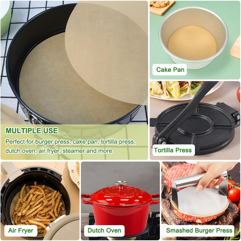BOYAN 9 Inch Parchment Paper Rounds for Springform Pan and Cake Pan, 100pcs