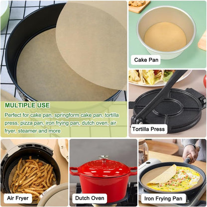 BOYAN 9 Inch Parchment Paper Rounds for Springform Pan and Cake Pan, 100pcs