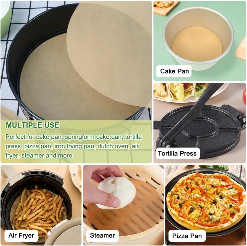 BOYAN 9 Inch Parchment Paper Rounds for Springform Pan and Cake Pan, 100pcs