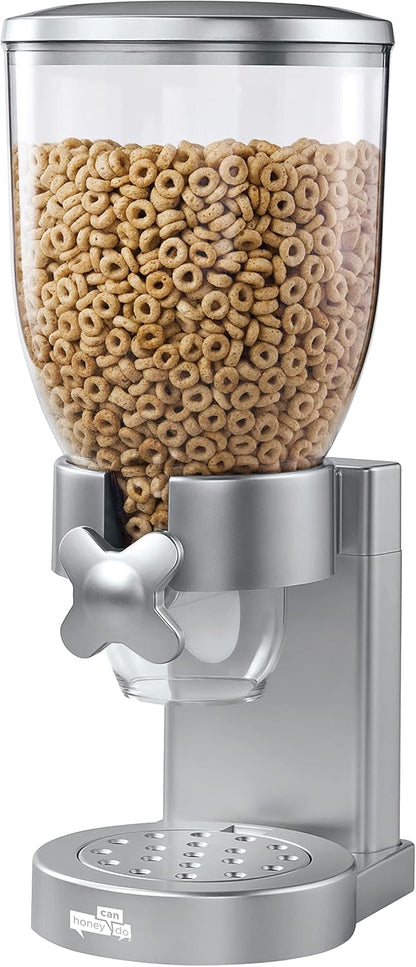 Zevro Indispensable Single Dry Food Dispenser – Countertop Cereal Dispenser with Portion Control, 17.5 oz Capacity, Airtight BPA-Free Food Storage, Silver