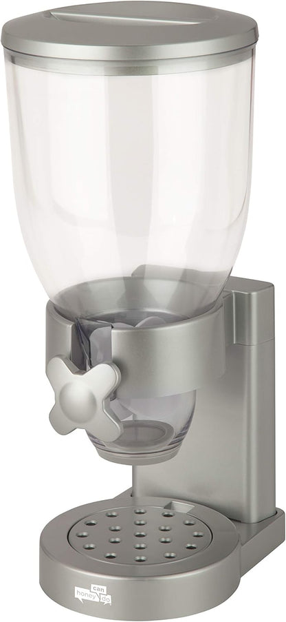 Zevro Indispensable Single Dry Food Dispenser – Countertop Cereal Dispenser with Portion Control, 17.5 oz Capacity, Airtight BPA-Free Food Storage, Silver