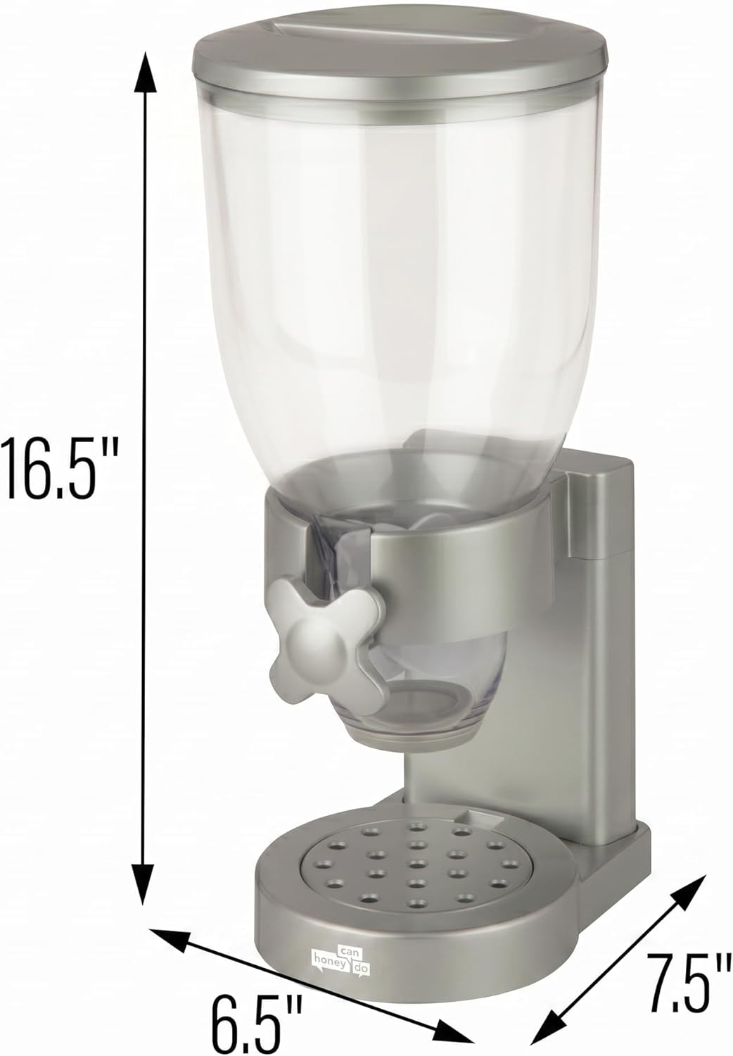 Zevro Indispensable Single Dry Food Dispenser – Countertop Cereal Dispenser with Portion Control, 17.5 oz Capacity, Airtight BPA-Free Food Storage, Silver