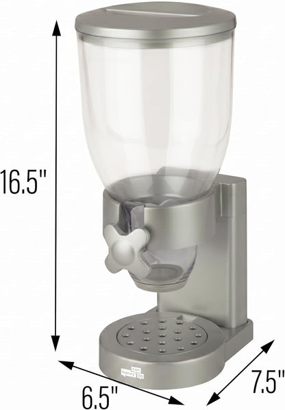 Zevro Indispensable Single Dry Food Dispenser – Countertop Cereal Dispenser with Portion Control, 17.5 oz Capacity, Airtight BPA-Free Food Storage, Silver