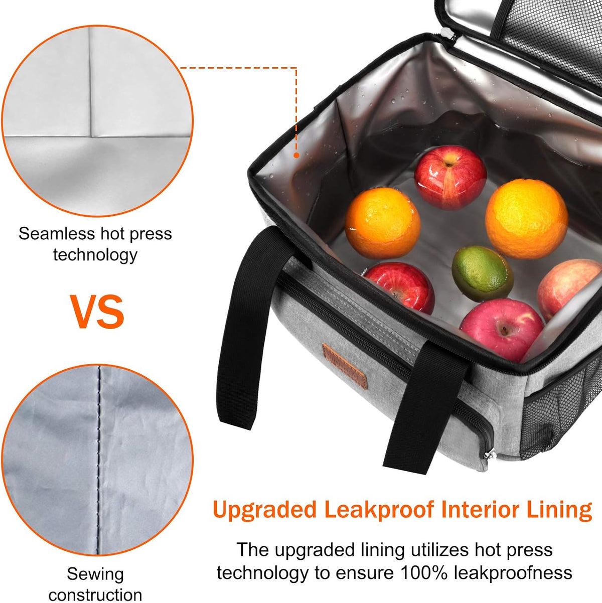 Femuar Reusable Lunch Box for Men/Women - Insulated Lunch Bag Leakproof Lunchbox for Work Office Picnic Beach - Freezable Lunch Cooler Bag with Adjustable Shoulder Strap - Black
