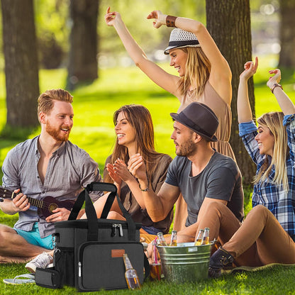 Femuar Reusable Lunch Box for Men/Women - Insulated Lunch Bag Leakproof Lunchbox for Work Office Picnic Beach - Freezable Lunch Cooler Bag with Adjustable Shoulder Strap - Black