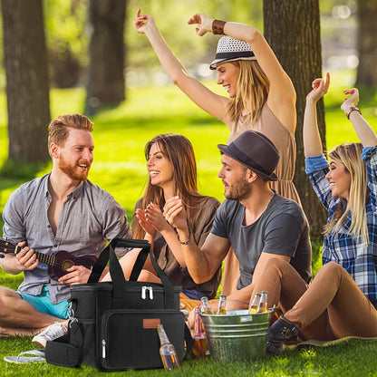 Femuar Reusable Lunch Box for Men/Women - Insulated Lunch Bag Leakproof Lunchbox for Work Office Picnic Beach - Freezable Lunch Cooler Bag with Adjustable Shoulder Strap - Black