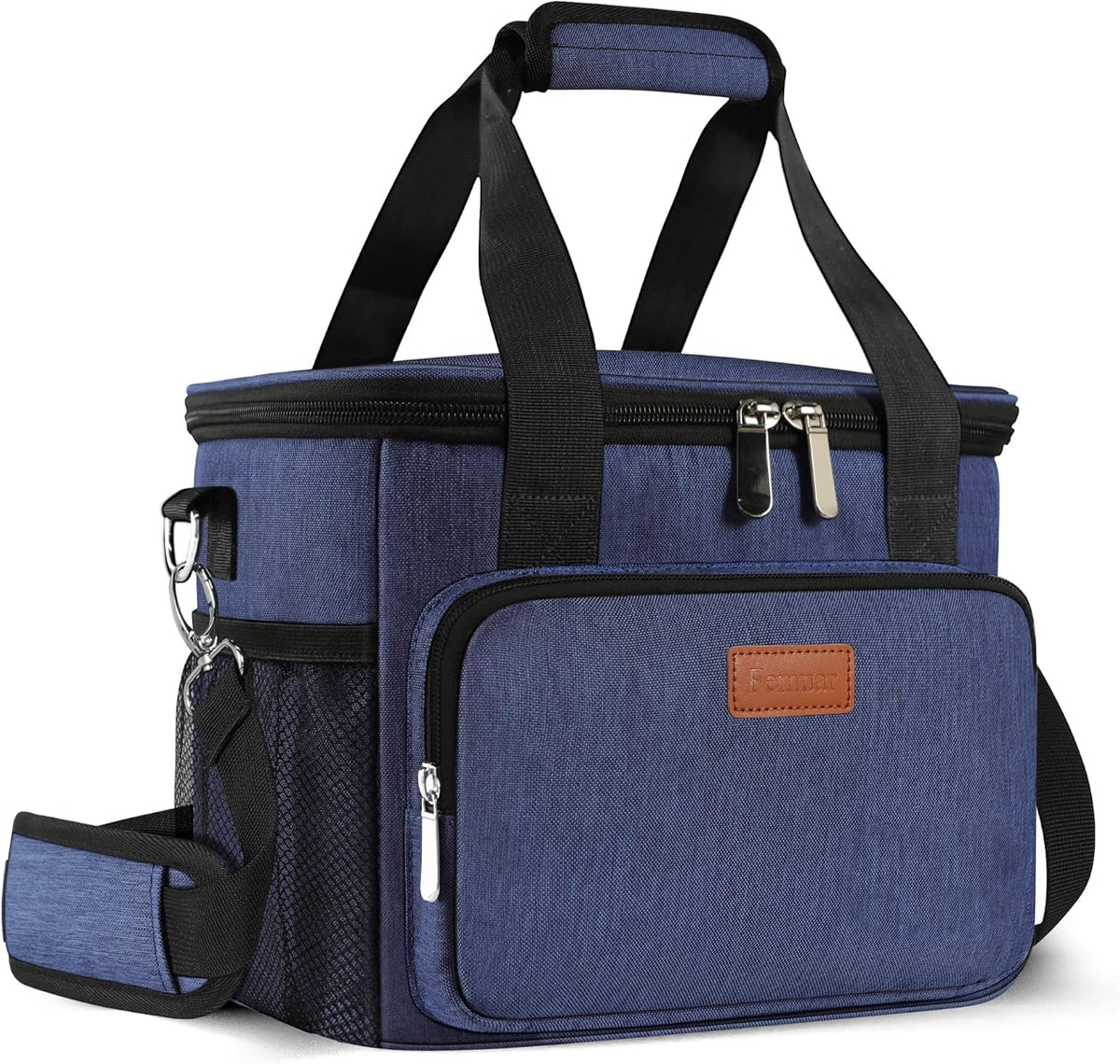 Femuar Reusable Lunch Box for Men/Women - Insulated Lunch Bag Leakproof Lunchbox for Work Office Picnic Beach - Freezable Lunch Cooler Bag with Adjustable Shoulder Strap - Black