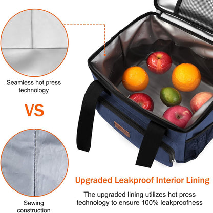 Femuar Reusable Lunch Box for Men/Women - Insulated Lunch Bag Leakproof Lunchbox for Work Office Picnic Beach - Freezable Lunch Cooler Bag with Adjustable Shoulder Strap - Black