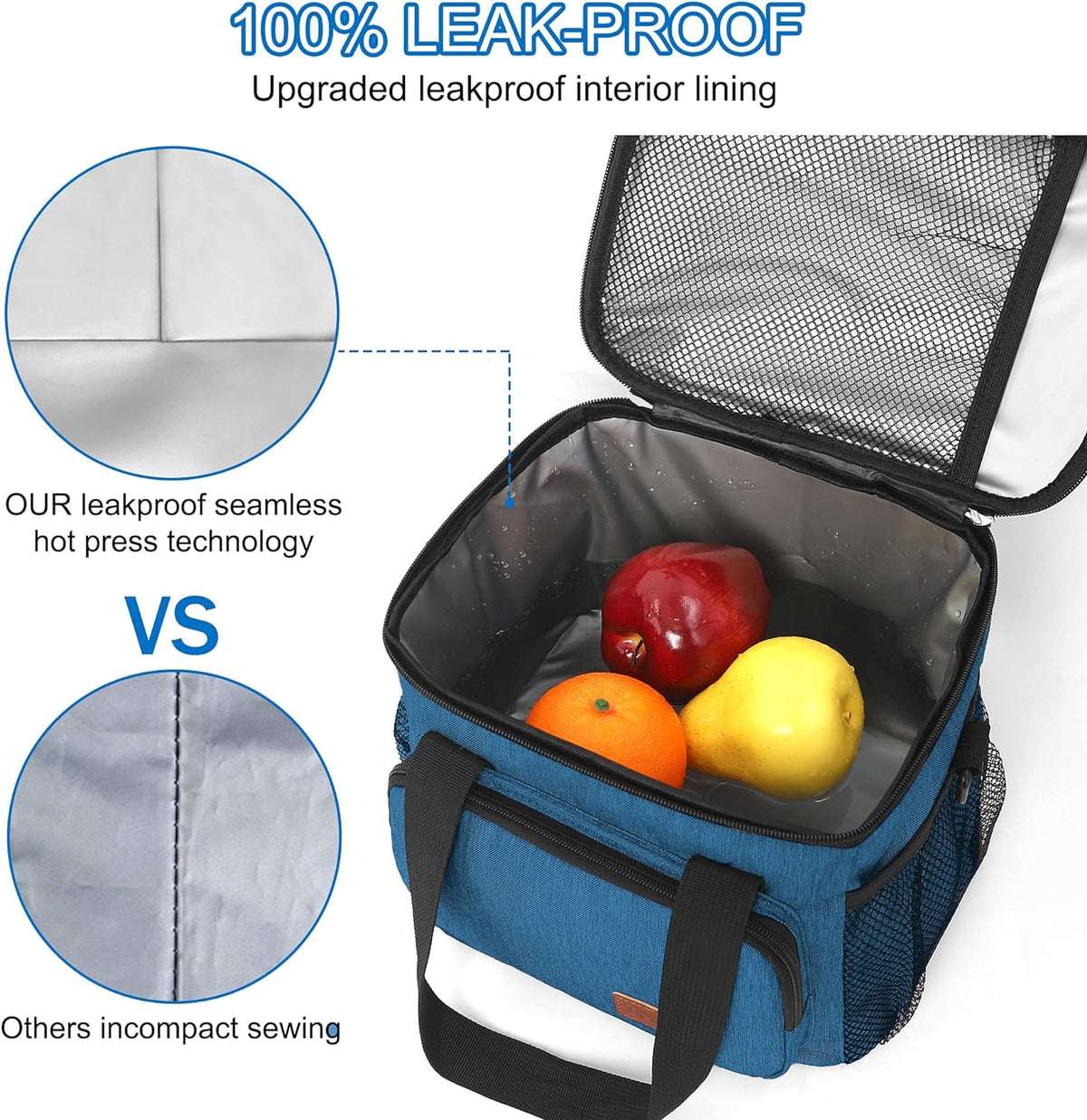 Femuar Reusable Lunch Box for Men/Women - Insulated Lunch Bag Leakproof Lunchbox for Work Office Picnic Beach - Freezable Lunch Cooler Bag with Adjustable Shoulder Strap - Black