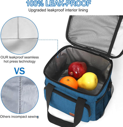 Femuar Reusable Lunch Box for Men/Women - Insulated Lunch Bag Leakproof Lunchbox for Work Office Picnic Beach - Freezable Lunch Cooler Bag with Adjustable Shoulder Strap - Black