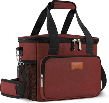 Femuar Reusable Lunch Box for Men/Women - Insulated Lunch Bag Leakproof Lunchbox for Work Office Picnic Beach - Freezable Lunch Cooler Bag with Adjustable Shoulder Strap - Black