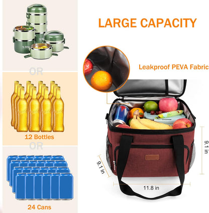 Femuar Reusable Lunch Box for Men/Women - Insulated Lunch Bag Leakproof Lunchbox for Work Office Picnic Beach - Freezable Lunch Cooler Bag with Adjustable Shoulder Strap - Black
