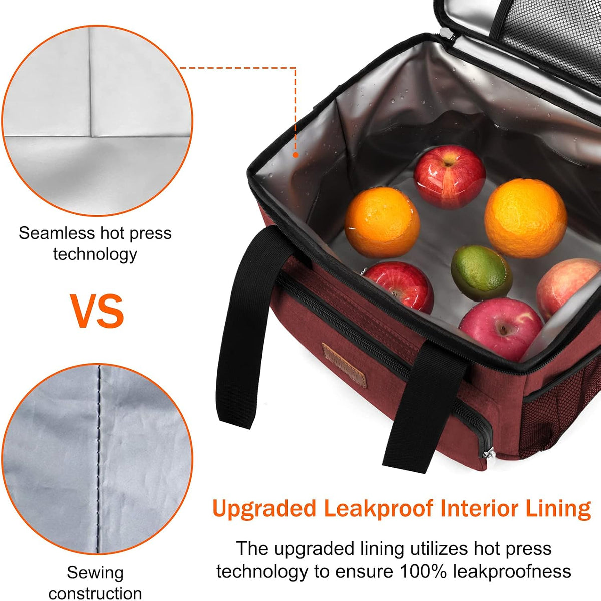 Femuar Reusable Lunch Box for Men/Women - Insulated Lunch Bag Leakproof Lunchbox for Work Office Picnic Beach - Freezable Lunch Cooler Bag with Adjustable Shoulder Strap - Black