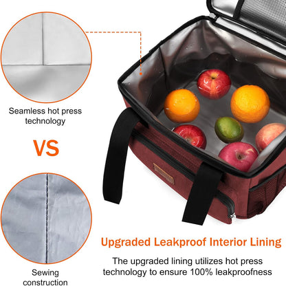 Femuar Reusable Lunch Box for Men/Women - Insulated Lunch Bag Leakproof Lunchbox for Work Office Picnic Beach - Freezable Lunch Cooler Bag with Adjustable Shoulder Strap - Black