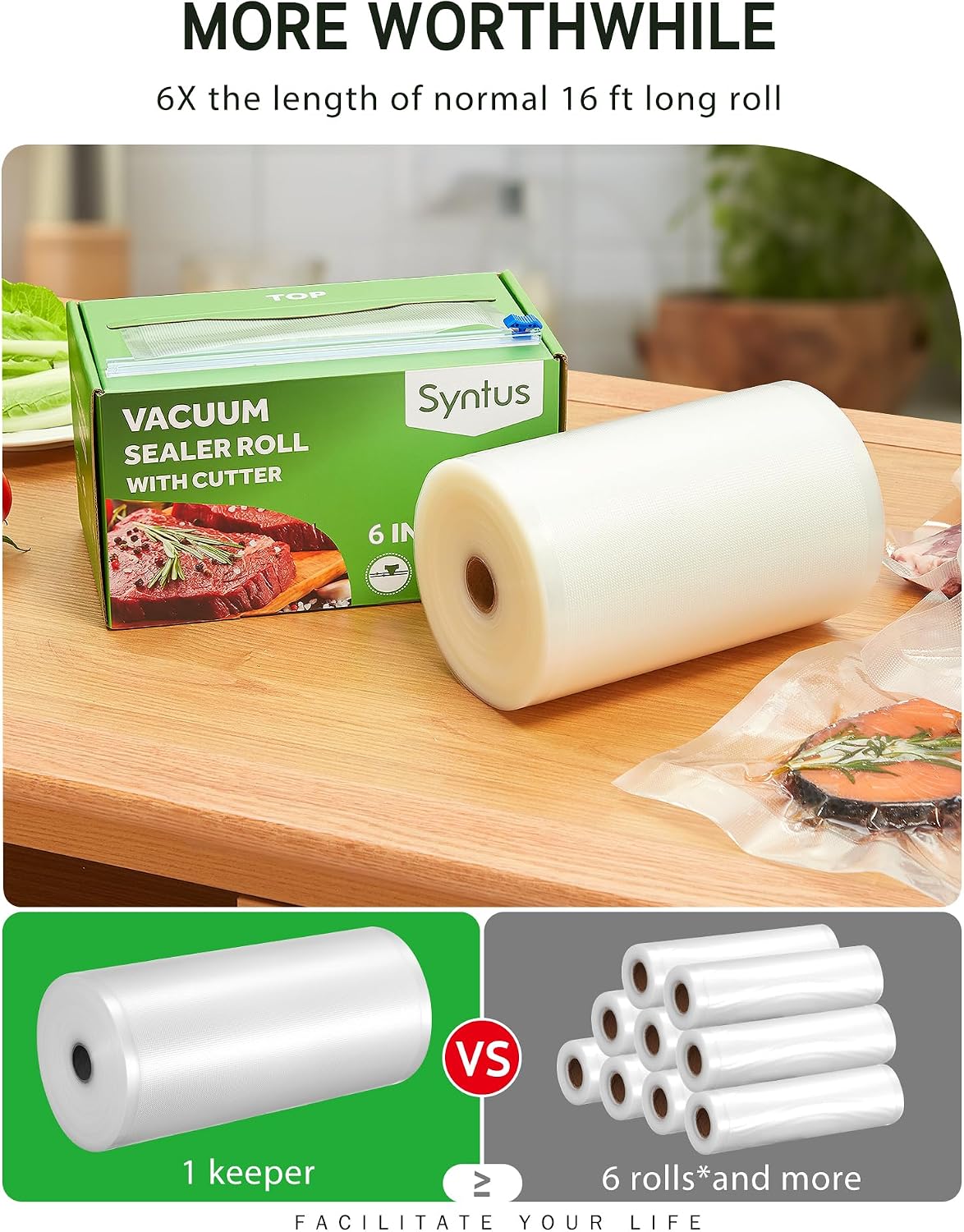 11" x 150' Vacuum Sealer Bags Rolls Keeper with Cutter Dispenser