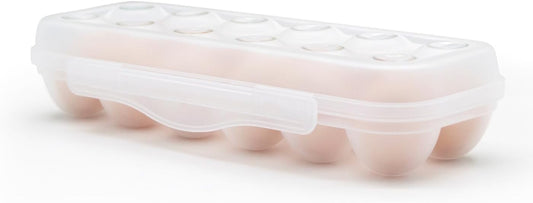 Egg Holder for Fridge, Egg Organizer for Refrigerator, Portable Egg Tray with Lid, Stackable Egg Storage with Safety Buckle (1)