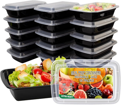 15 Pack- Meal Prep Containers 32oz, Plastic Food Prep Containers Reusable, Leakproof To Go Food Containers with Lids, BPA-Free, Microwave/Dishwasher/Freezer Safe