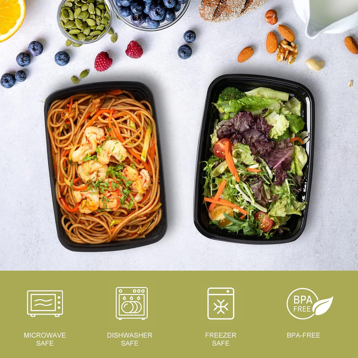 15 Pack- Meal Prep Containers 32oz, Plastic Food Prep Containers Reusable, Leakproof To Go Food Containers with Lids, BPA-Free, Microwave/Dishwasher/Freezer Safe