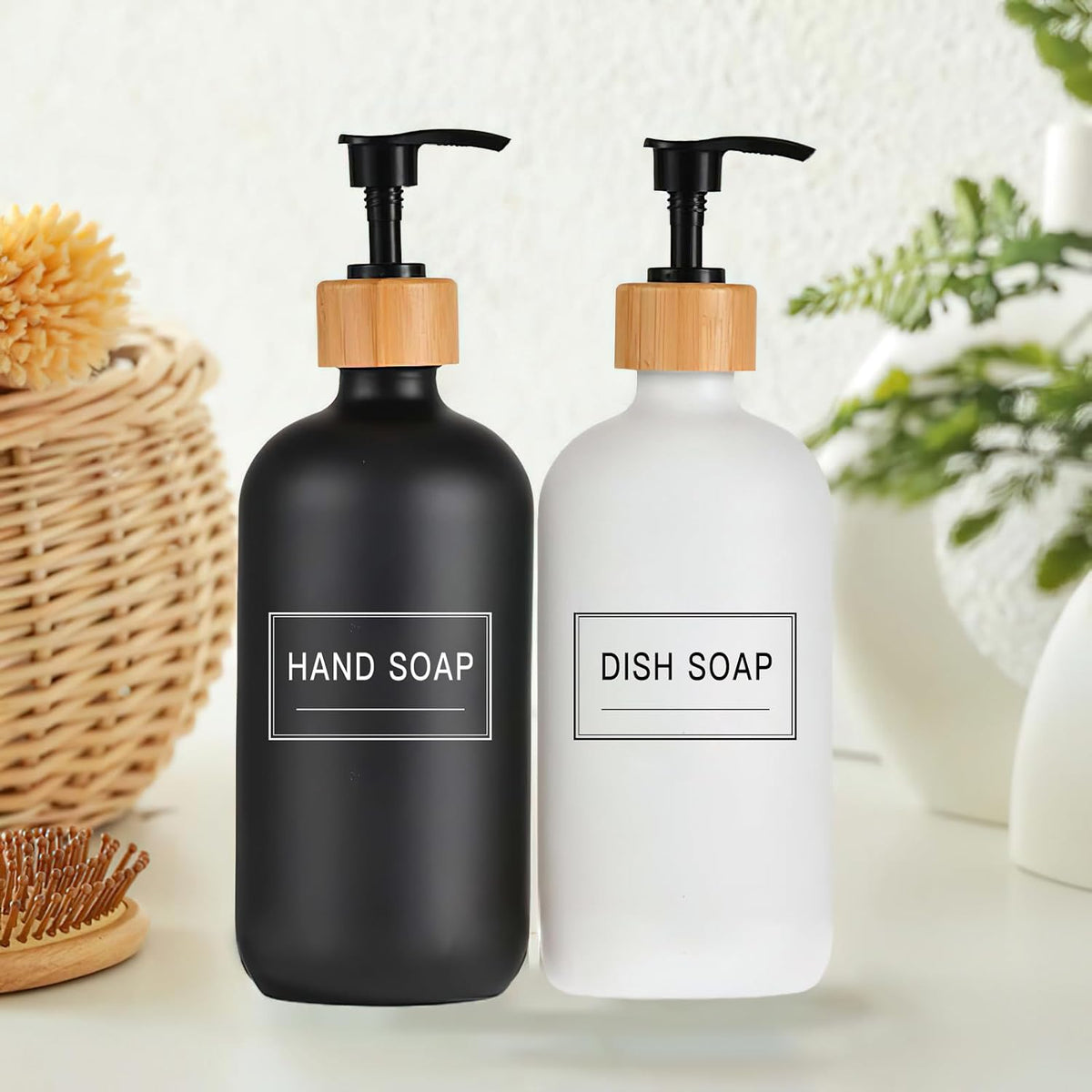64 PCS Clear Waterproof Labels for Bottles, Minimalist Farmhouse Bathroom/Kitchen Hand Soap Dispenser Label Set, Transparent Cleaning Labels for Soap, Lotion, Shampoo and Conditioner