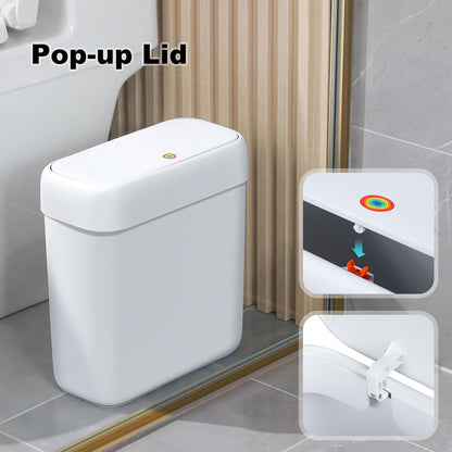 Bathroom Small Trash Can with Lid,10L / 2.7 Gallon Slim Garbage Bin Wastebasket with Press Top Lid for Bedroom,Rv,Office,Kitchen,Craft Room