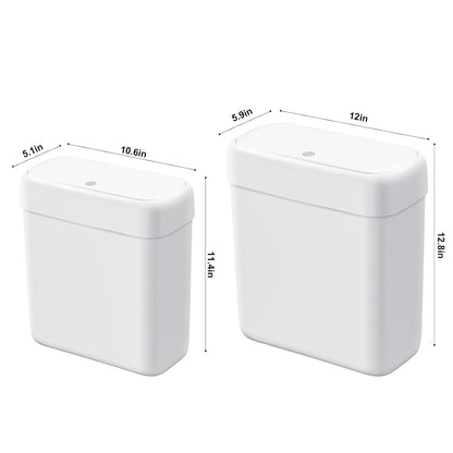 Bathroom Small Trash Can with Lid,10L / 2.7 Gallon Slim Garbage Bin Wastebasket with Press Top Lid for Bedroom,Rv,Office,Kitchen,Craft Room