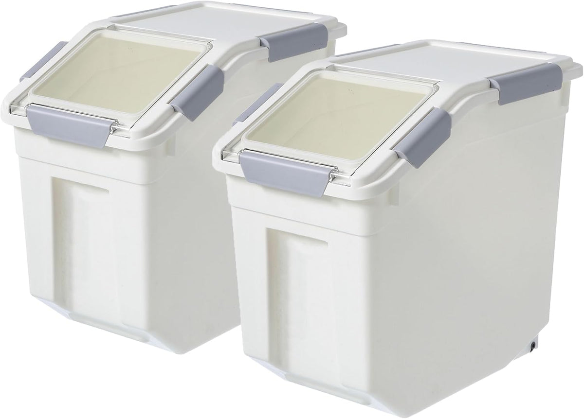 33 Liter / 50 lbs Rice Storage Container with Measuring Cup, BPA free, For Rice | Grain | Pet Food | Flour, White