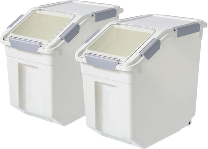 33 Liter / 50 lbs Rice Storage Container with Measuring Cup, BPA free, For Rice | Grain | Pet Food | Flour, White