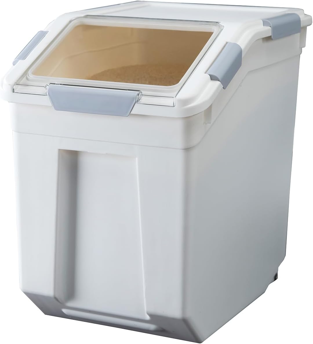 33 Liter / 50 lbs Rice Storage Container with Measuring Cup, BPA free, For Rice | Grain | Pet Food | Flour, White