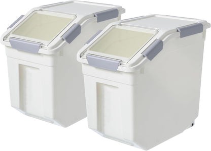 33 Liter / 50 lbs Rice Storage Container with Measuring Cup, BPA free, For Rice | Grain | Pet Food | Flour, White