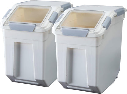 33 Liter / 50 lbs Rice Storage Container with Measuring Cup, BPA free, For Rice | Grain | Pet Food | Flour, White