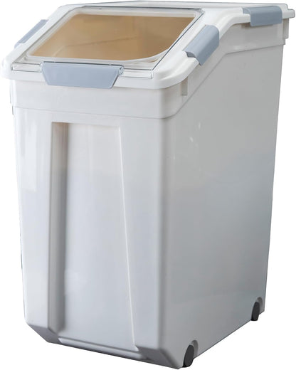 33 Liter / 50 lbs Rice Storage Container with Measuring Cup, BPA free, For Rice | Grain | Pet Food | Flour, White