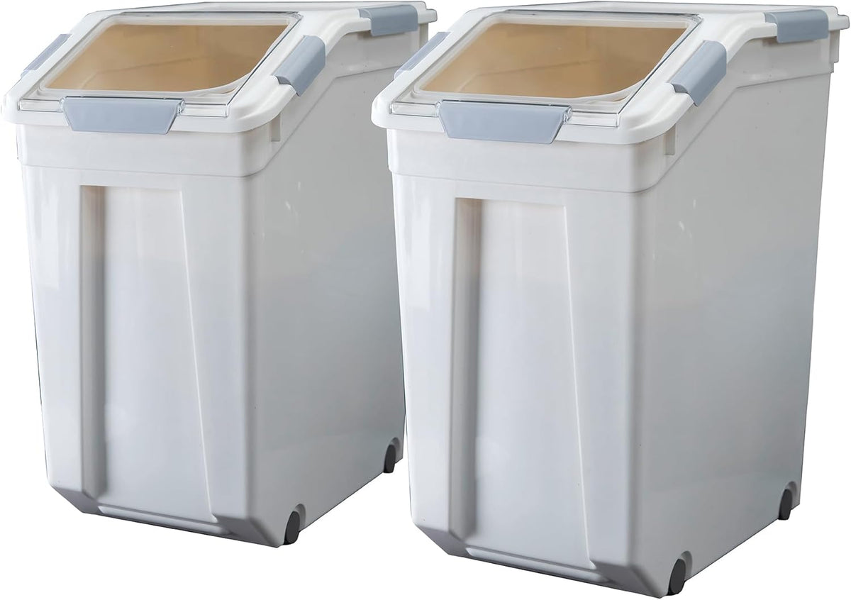 33 Liter / 50 lbs Rice Storage Container with Measuring Cup, BPA free, For Rice | Grain | Pet Food | Flour, White