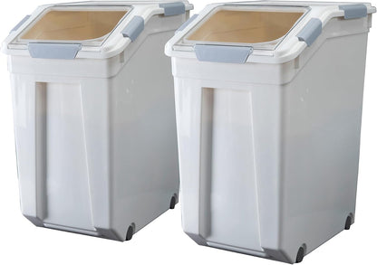 33 Liter / 50 lbs Rice Storage Container with Measuring Cup, BPA free, For Rice | Grain | Pet Food | Flour, White