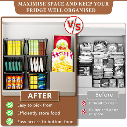 Large Freezer Organizer Bins，Upgraded Bottom Leak-Proof net，Fit 10 to 20 Cu.Ft Deep Freezer，2 Pack， Expandable/Hanging/Stackable Chest Freezer Organizer Bins , for Deep Freezer, pantry organizers