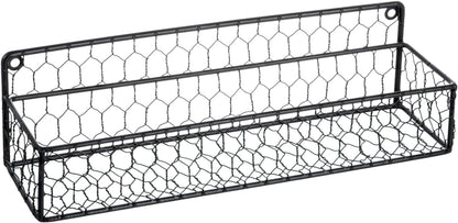 MyGift 12 Inch Black Wire Wall Spice Rack Set of 2 Seasoning Shelf