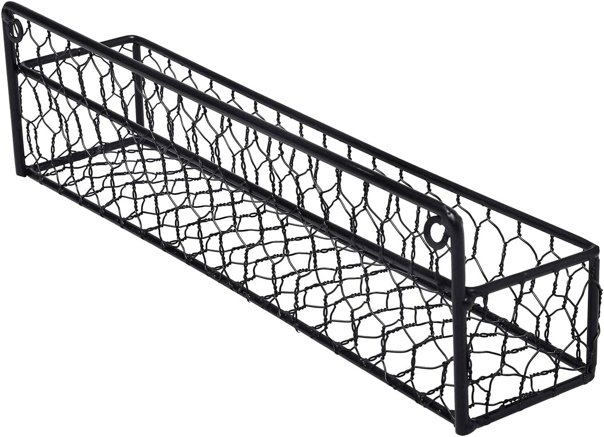 MyGift 12 Inch Black Wire Wall Spice Rack Set of 2 Seasoning Shelf
