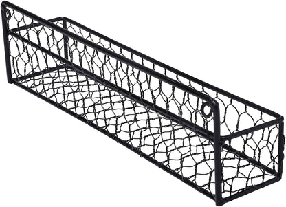 MyGift 12 Inch Black Wire Wall Spice Rack Set of 2 Seasoning Shelf