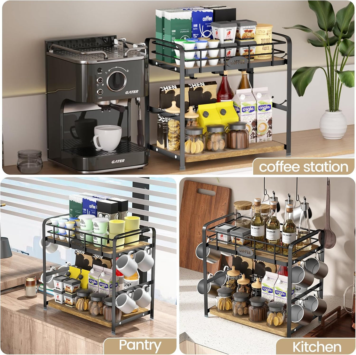 Coffee Cup Holder 2 Tier Mug Stand Rack