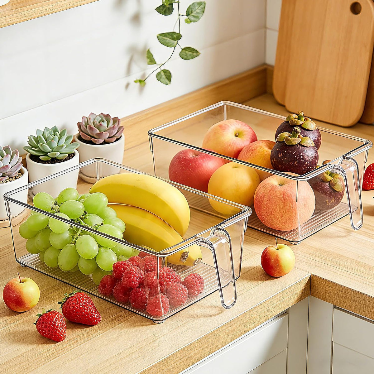 Clear Ice Bucket for Freezer, Ice Cube Storage Bin with Flexible Handle, and Ice Holder for Freezer, Scoop & Tongs Set, Fridge Container, Home Bar Organization