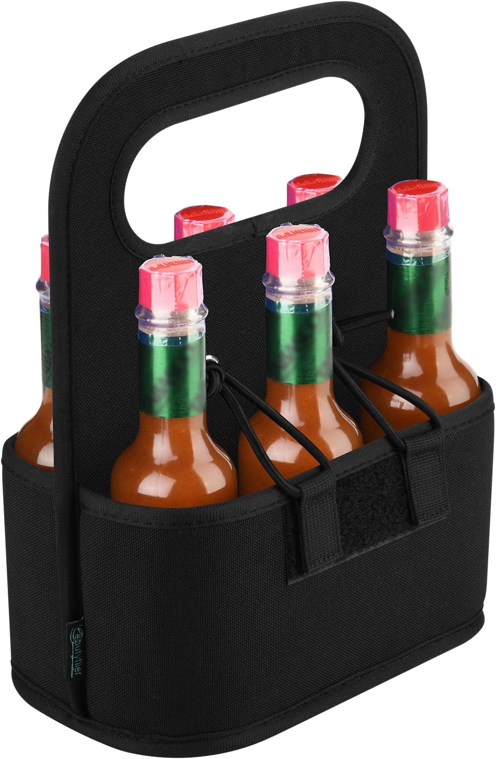 6-bottle Carrier for Hot Sauce Bottles, Holds Standard 5oz Bottles, Condiment Holder for Oil, Sauces, Vodka, Ketchup, Tabasco, Honey for the Hot Sauce Lover Fan, Holder Only